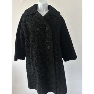 Women's VINTAGE Black Astrakin Persian Lamb  Coat, Sz: Medium
